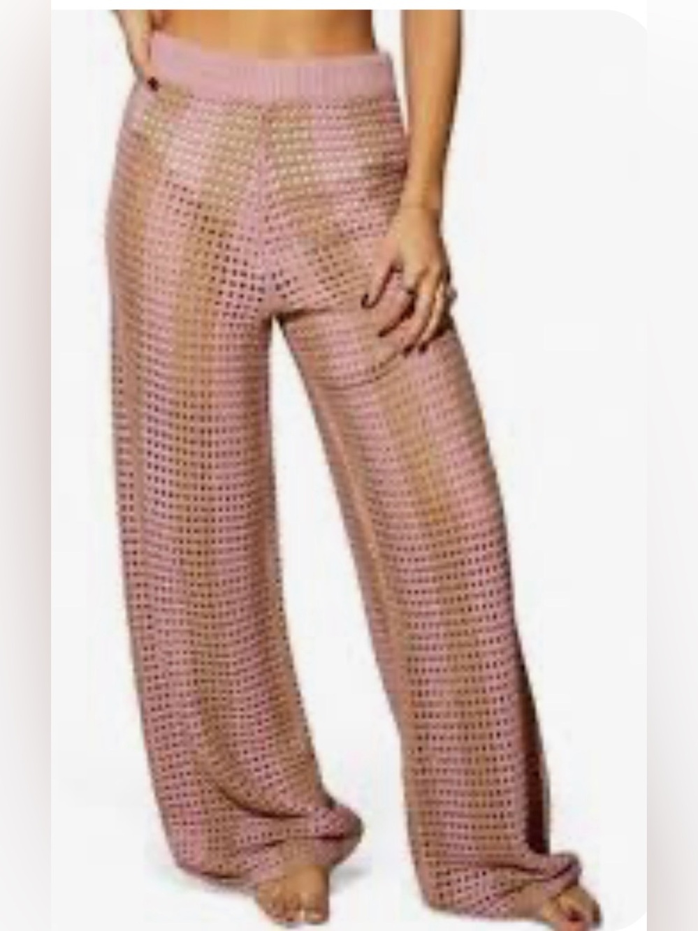 VICI Pink & Tan Knit Stripe matching 2 piece beach cover up Set size small NWOT